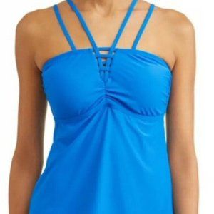 NEW Blue Medium 8/10 Built In Bra Tankini Swim Top